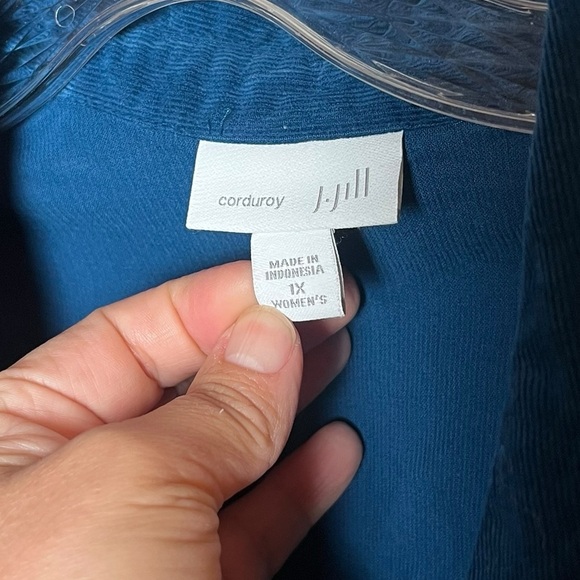 JJill Corduroy Teal Tunic Top Pockets Button Front 1X - Picture 2 of 5